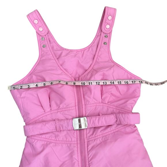 Vtg Hermans World Women M Pink Ski Bib Overalls Belted 80s Snow Pants Hong Kong - Picture 10 of 13